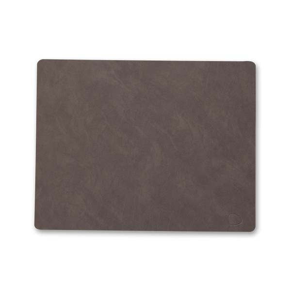 A LIND DNA square brown leather SQUARE DINNER MAT on a white background.