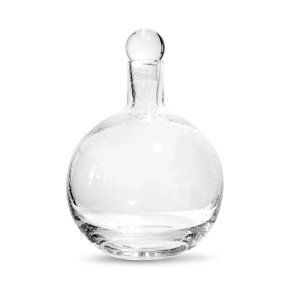A BUBBLE GLASS CARAFE by LOUISE ROE on a white background with Gestalt Haus inspiration.