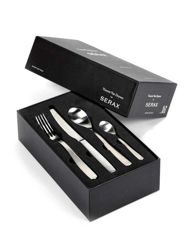 A set of PASSE-PARTOUT FLATWARE in a box by SERAX designed by Vincent Van Duysen.