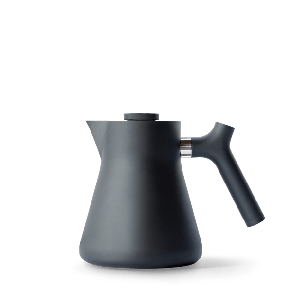 A Fellow Raven Stovetop Tea Kettle on a white background, featuring the Gestalt Haus label.