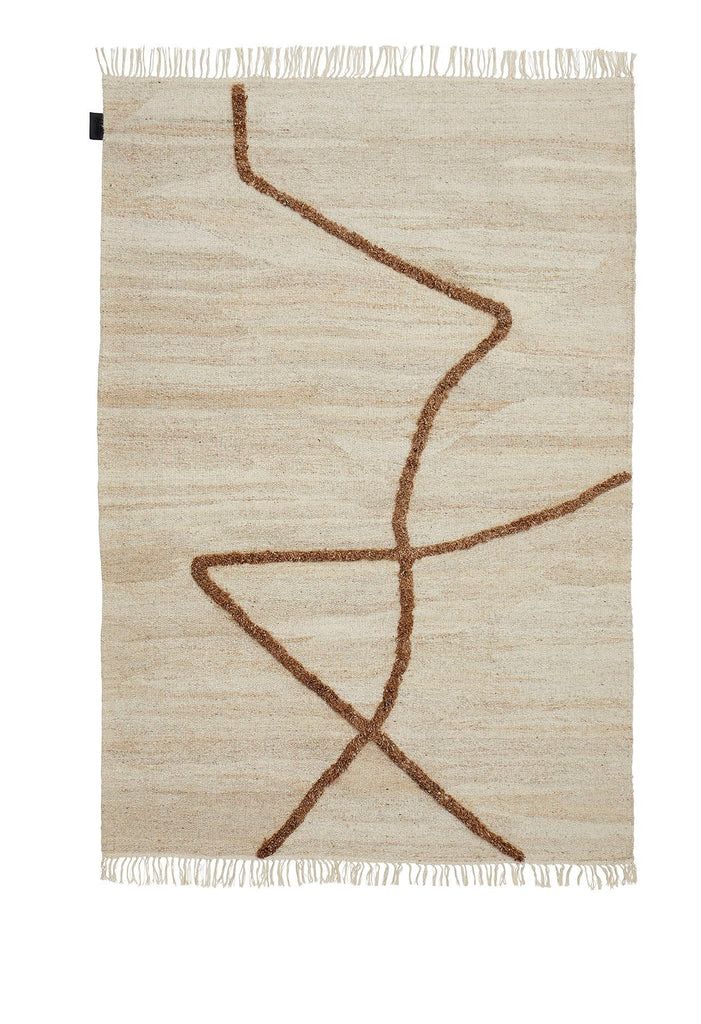A beige rug with brown lines from SERA HELSINKI.