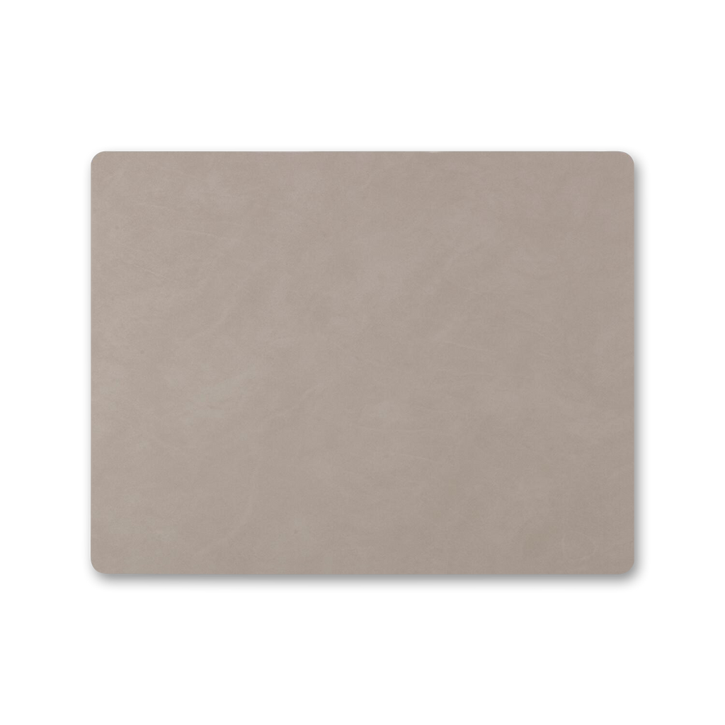 A beige Lind DNA Square Dinner Mat on a white background, made from recycled leather.
