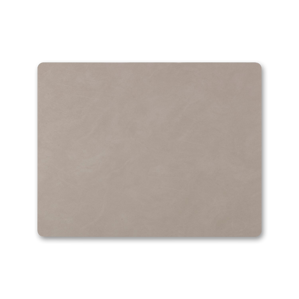 A beige Lind DNA Square Dinner Mat on a white background, made from recycled leather.
