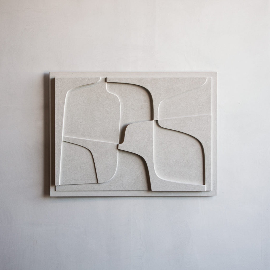 A limited edition white Atelier Plateau PLATEAU 07:23AM Wall Relief showcasing stunning dimensions, hanging elegantly on a wall.