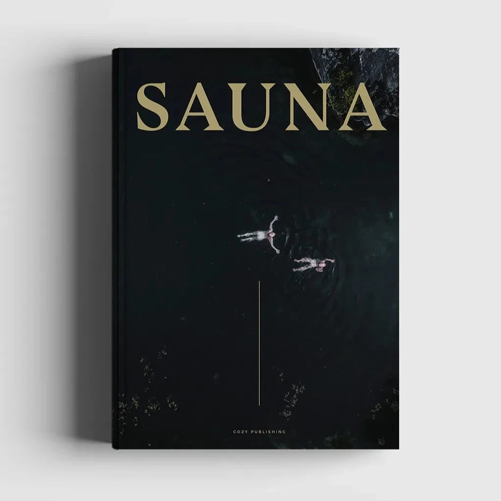 The cover of COZY sauna, with two people swimming in the water.