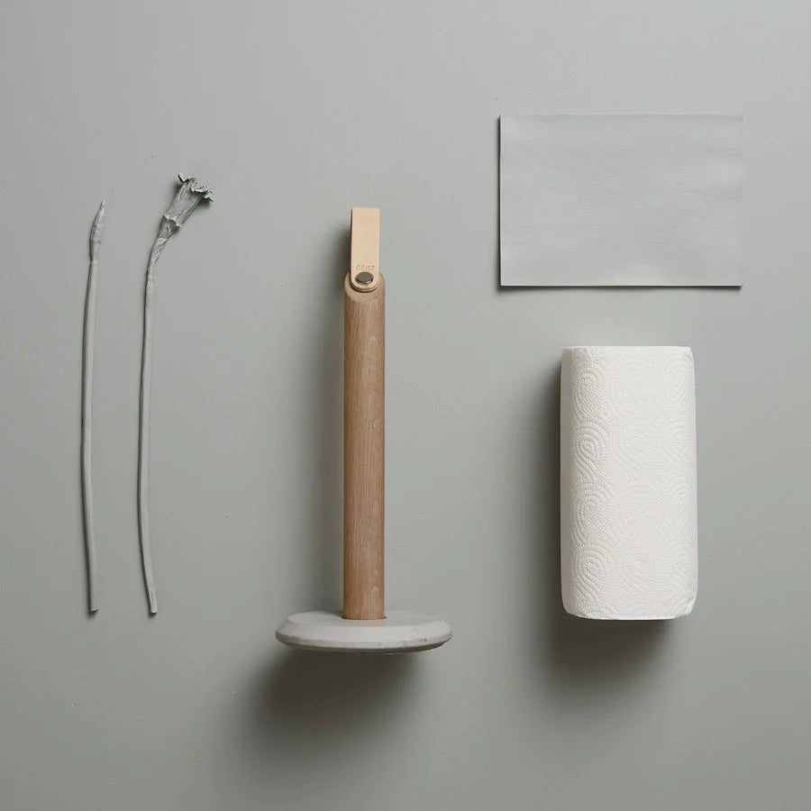 A GRAB KITCHEN TOWEL HOLDER, paper towels, and toilet paper. (Brand: GEJST)