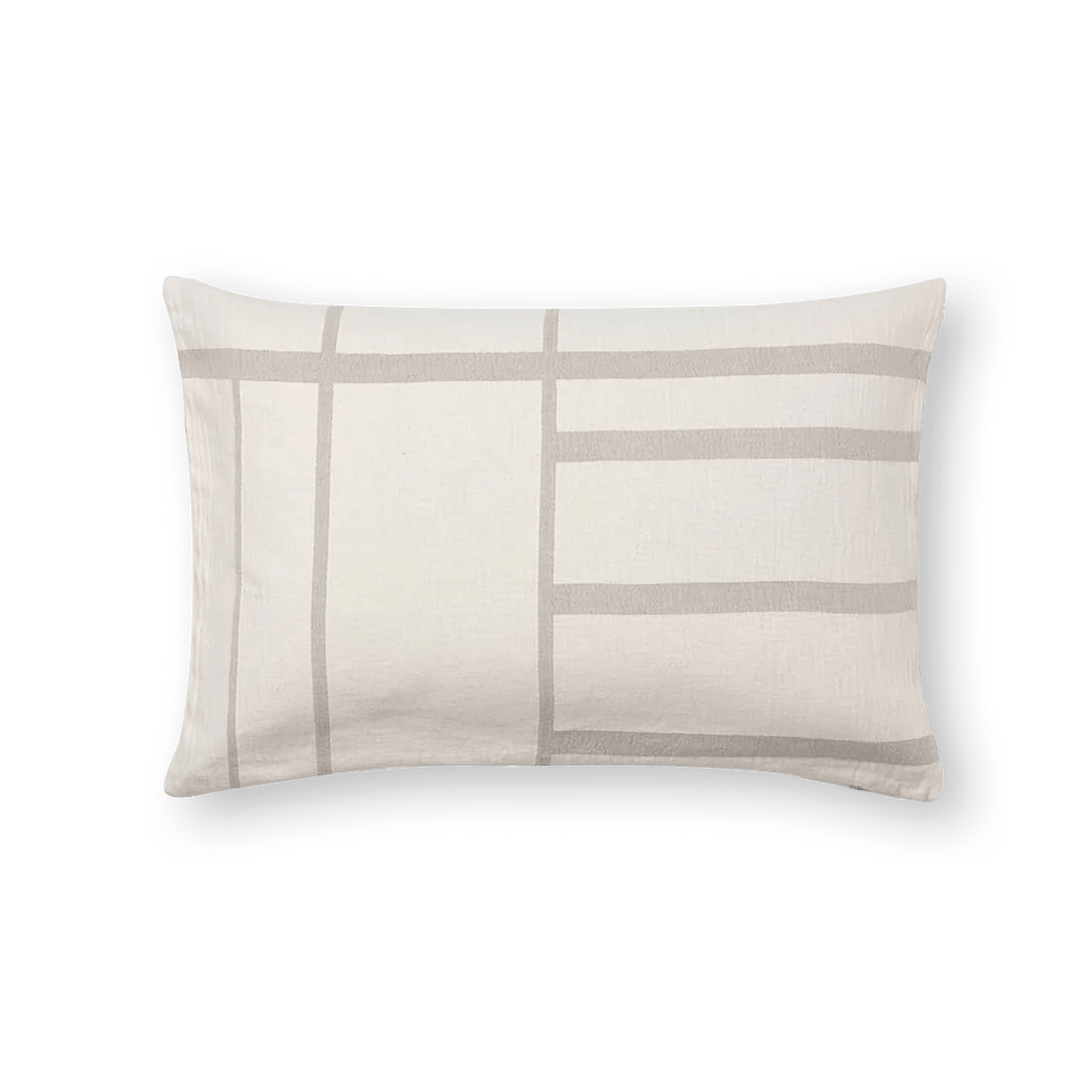 An ARCHITECTURE CUSHION from KRISTINA Dam STUDIO with a stripe pattern in grey and white.