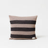 A brown and black striped AYMARA SQUARE CUSHION on a white background from FORM & REFINE, featuring Gestalt Haus.