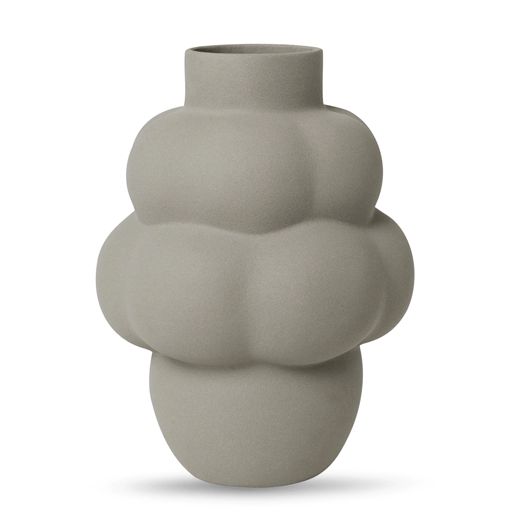 A spherical CERAMIC BALLOON VASE with a grey color from LOUISE ROE.