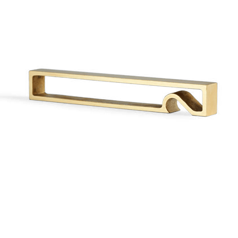 A FUTAGAMI FRAME BOTTLE OPENER with a Gestalt Haus design on a white background.