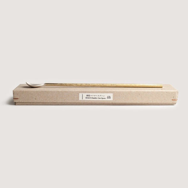 An IHADA MUDDLER SPOON by FUTAGAMI presented in a box with a clean white background.