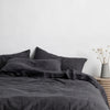 Gestalt Haus Linen Sheet Set (Fitted + Flat) with Pillowcases - charcoal.