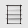 A NIVO SHELF E by GEJST with four shelves against a white wall in the Gestalt Haus setting.