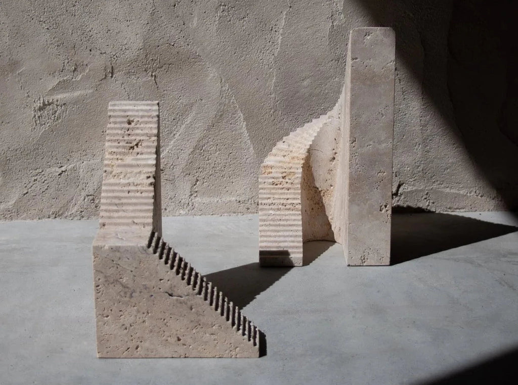 Two SPIRAL sculptures made by ORIGIN MADE sitting on top of each other, forming a Gestalt Haus.